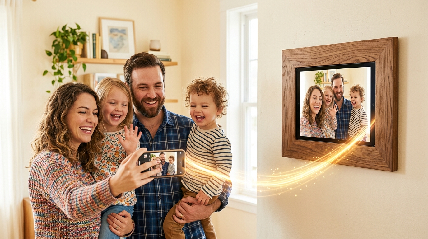 Family sharing photo